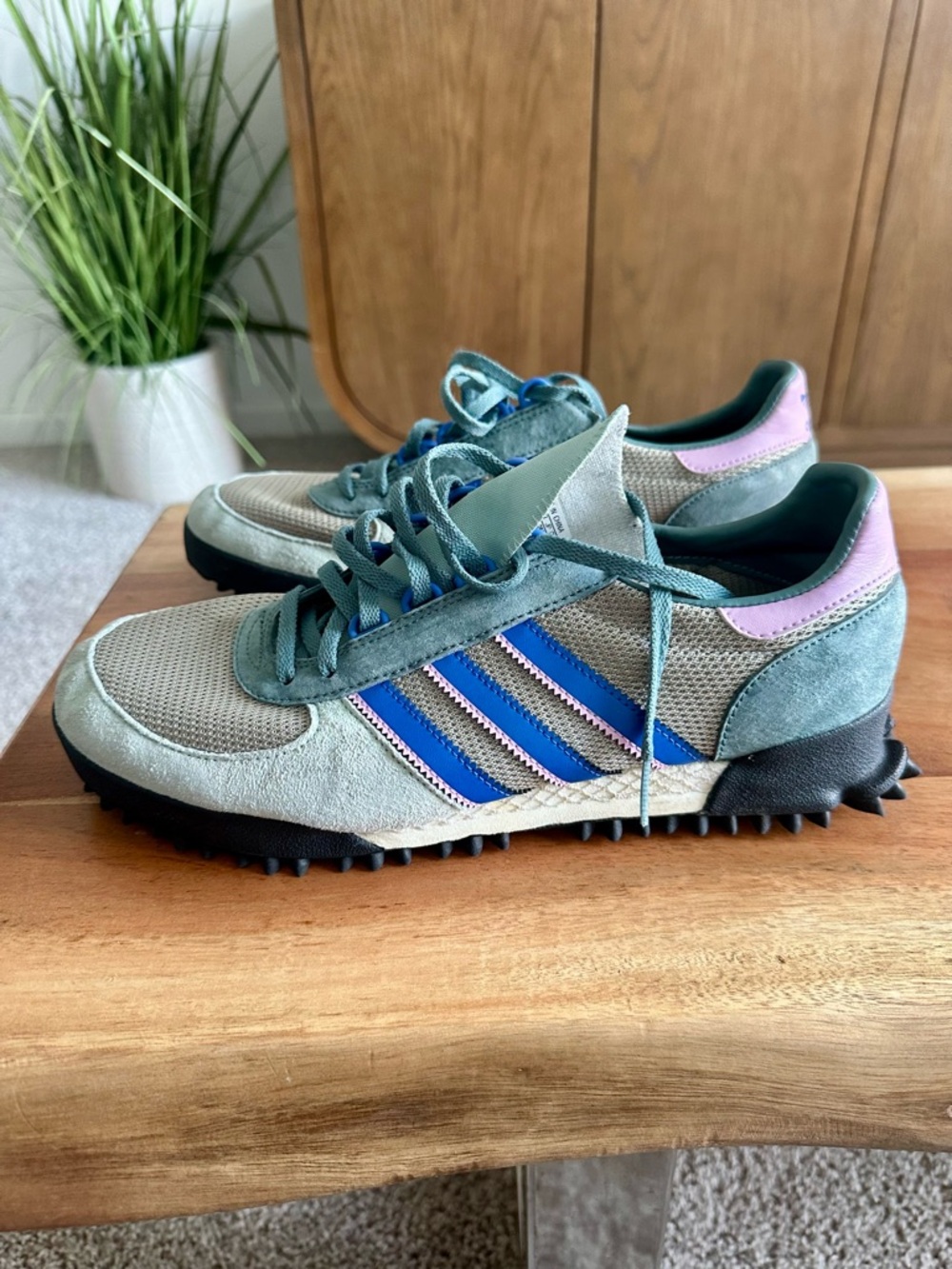 adidas Retro Trail Sneakers in Teal, Blue & Pink